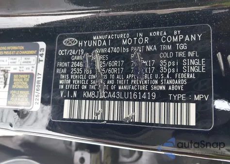 2020 Hyundai Tucson Se из США, поврежденный, VIN KM8J2CA43LU161419